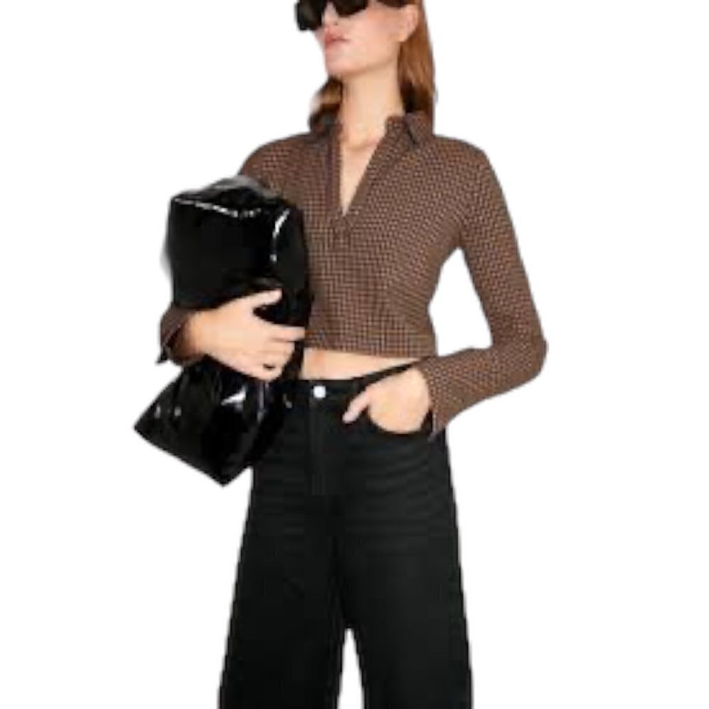 NWT Zara Houndstooth Crop Top Large